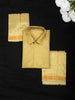 Gold Yellow Solid Design Dhoti Shirt Set with Traditional Zari Border