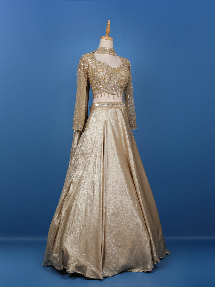 Gold Sequinned Embellished Bridesmaid Lehenga - Diadem