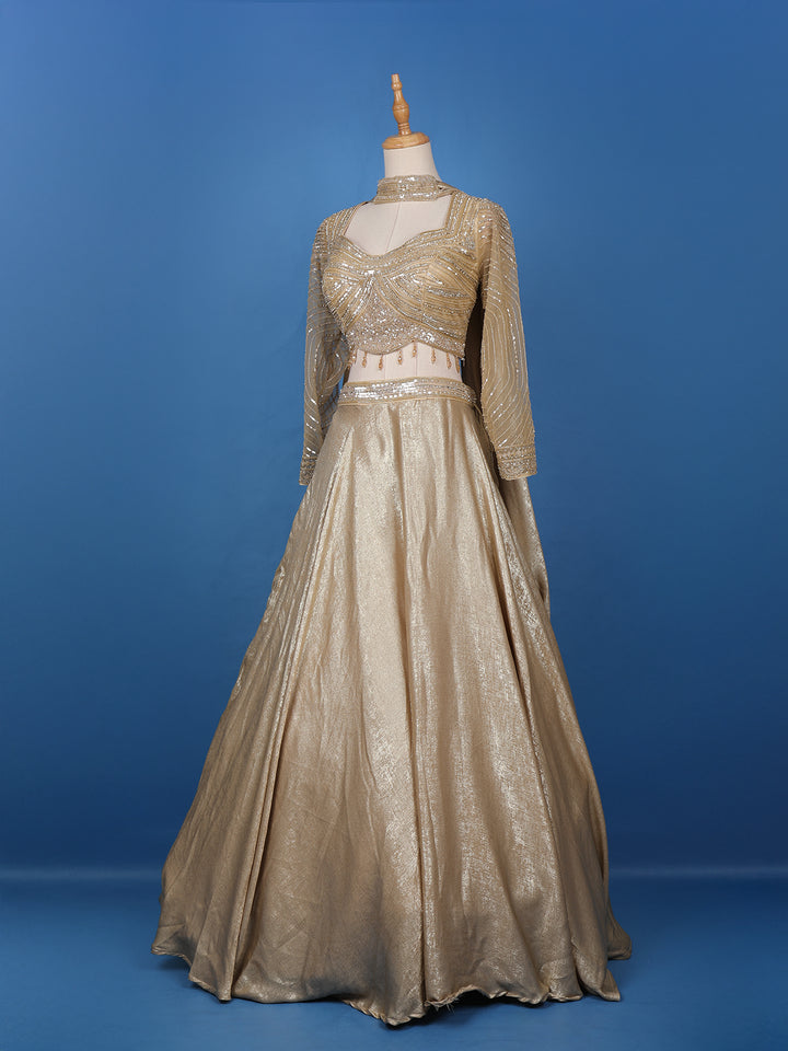 Gold Sequinned Embellished Bridesmaid Lehenga - Diadem