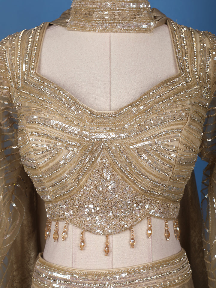 Gold Sequinned Embellished Bridesmaid Lehenga - Diadem