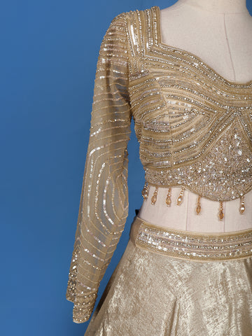 Gold Sequinned Embellished Bridesmaid Lehenga - Diadem