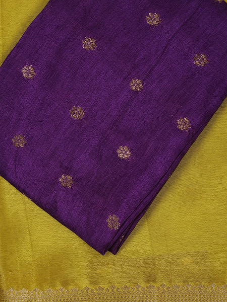 Gold Solid Design Antique Gold Zari Border Mysore Silk Saree - Diadem