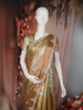 Gold and Olive Shaded Sequins Embroidered Tissue Silk Saree with Scalloped Border