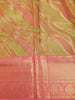 Gold and Pink Abstract Woven Design Pure Kanchipuram Silk Saree with Contrast Pink Border