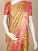 Gold and Pink Abstract Woven Design Pure Kanchipuram Silk Saree with Contrast Pink Border