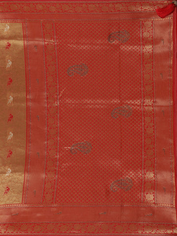 Golden-Brown Floral Design Tissue Saree - Diadem