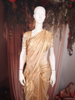 Golden Beige Floral Butta Woven Design Tissue Saree with Gold Zari Border