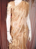 Golden Beige Floral Butta Woven Design Tissue Saree with Gold Zari Border