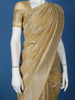 Golden Beige Floral Butta Woven Semi Tussar Silk Saree With Zari Border
