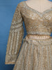 Golden Beige Floral Design Heavy Embroidered Net Lehenga