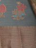 Golden Beige Floral Design Semi Tissue Saree - Diadem