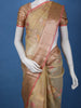 Golden Beige Floral Design Semi Tissue Saree - Diadem