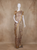 Golden Beige Floral Design Tissue Silk Saree with Zari Border