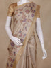 Golden Beige Floral Design Tissue Silk Saree with Zari Border