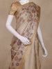 Golden Beige Floral Design Tissue Silk Saree with Zari Border