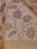 Golden Beige Floral Design Tissue Silk Saree with Zari Border