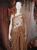 Golden Beige Floral Vine Sequins Embroidered Design Net Party Wear Saree with Designer Border
