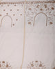 Golden Beige Floral Vine Sequins and  Beads Embroidered Design Net Party Wear Saree with Scalloped Border