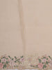 Golden Beige Floral Vine Thread Embroidered Design Pure Tissue Silk Party Wear Saree with Scalloped Border