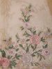 Golden Beige Floral Vine Thread Embroidered Design Pure Tissue Silk Party Wear Saree with Scalloped Border
