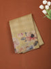 Golden Beige Mini Checked Zari Woven Design Semi Tussar Saree with Floral Border