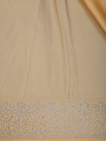 Golden Beige Stone Work Satin Saree - Diadem