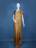 Golden Beige Striped Design Tissue Saree