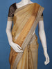 Golden Beige Striped Design Tissue Saree