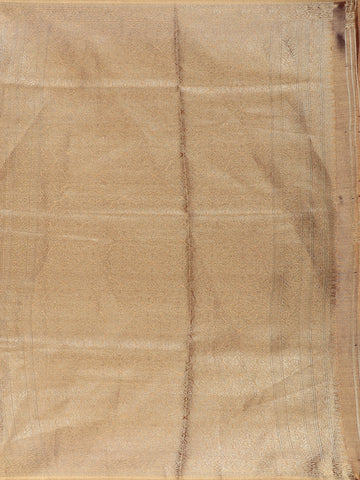 Golden Brown Floral Brocade Design Tissue Saree - Diadem