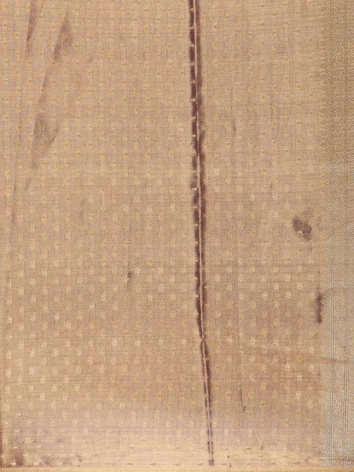Golden Brown Floral Brocade Design Tissue Saree - Diadem