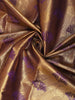 Golden Brown Floral Design Semi Tissue Silk Saree