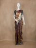 Golden Brown Floral Design Semi Tissue Silk Saree