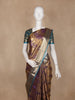 Golden Brown Floral Design Semi Tissue Silk Saree