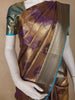 Golden Brown Floral Design Semi Tissue Silk Saree