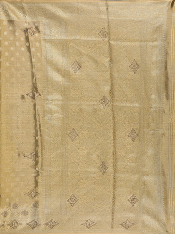 Golden Brown Floral Design Tissue Saree - Diadem