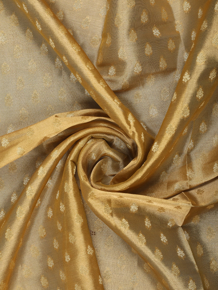 Golden Brown Floral Design Tissue Saree - Diadem