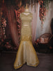 Golden Brown Heavy Sequins and Beads Embroidered Net Mermaid Lehenga with Choker Dupatta