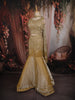 Golden Brown Heavy Sequins and Beads Embroidered Net Mermaid Lehenga with Choker Dupatta