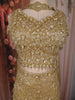 Golden Brown Heavy Sequins and Beads Embroidered Net Mermaid Lehenga with Choker Dupatta
