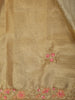 Golden Floral Embellished Tissue Silk Saree with Scallop Border