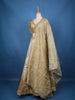 Golden Floral Embroidered Organza Lehenga Set With Dupatta