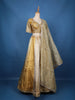 Golden Floral Embroidered Organza Lehenga Set With Dupatta
