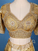 Golden Floral Embroidered Organza Lehenga Set With Dupatta