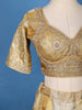 Golden Floral Embroidered Organza Lehenga Set With Dupatta