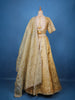 Golden Floral Embroidered Organza Lehenga Set With Dupatta