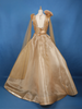 Golden Floral Sequins And Beads Embellished Satin Bridesmaids Gown