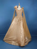 Golden Floral Sequins And Beads Embellished Satin Bridesmaids Gown