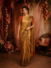 Golden Floral Woven Tissue Silk Saree with Contrast Floral Border