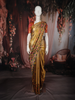 Golden Floral Woven Tissue Silk Saree with Contrast Floral Border