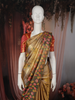 Golden Floral Woven Tissue Silk Saree with Contrast Floral Border